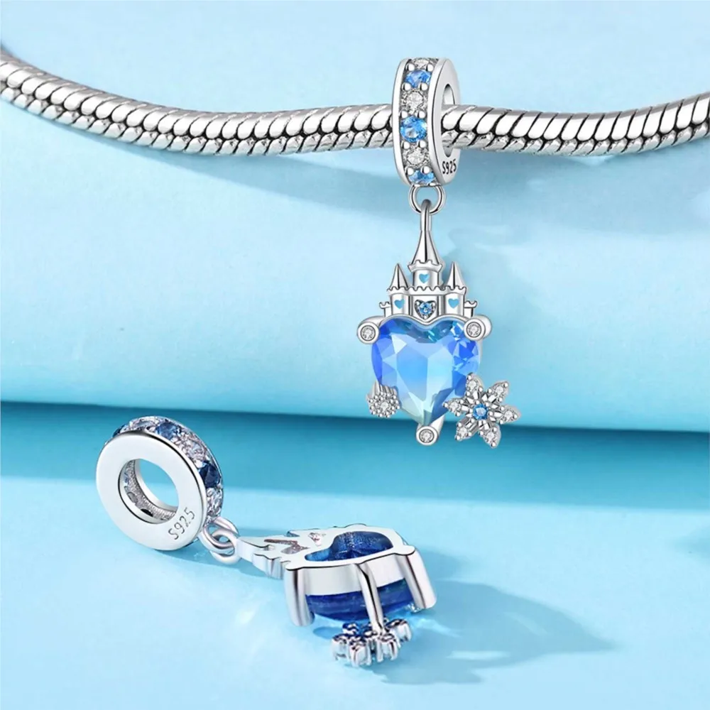 925 Sterling Silver Blue Love Snowflake Castle Pendants Bracelet Charms Fit Women Jewelry Party Beads DIY Fine Gifts Accessories
925 Sterling Silver Blue Love Snowflake Castle Pendants Bracelet Charms Fit Women Jewelry Party Beads DIY Fine Gifts Accessories