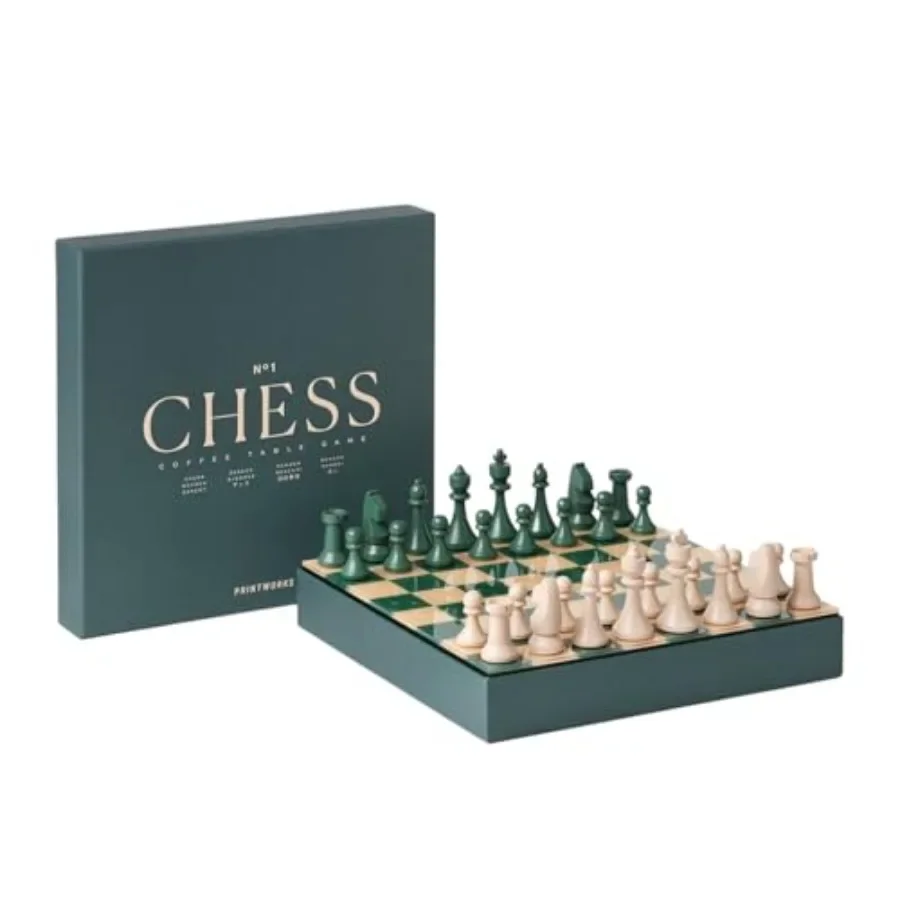 Coffee Table Game for Adults: Wooden Chess Pieces with Acrylic Board in Classic Green
Coffee Table Game for Adults: Wooden Chess Pieces with Acrylic Board in Classic Green