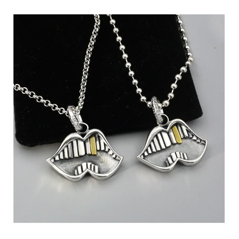 Thai Silver Kro Silver Big Mouth Gold Tooth Necklace Men's Personality Retro Cross Necklace Men's and Women's Lips Collarbone Ch
Thai Silver Kro Silver Big Mouth Gold Tooth Necklace Men's Personality Retro Cross Necklace Men's and Women's Lips Collarbone Ch