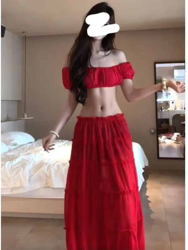 High Waist Halter Neck Red Bikini Set Beautiful Beach Vacation Two Piece Suit Pure Desire Style Short Sleeve Spring Summer
High Waist Halter Neck Red Bikini Set Beautiful Beach Vacation Two Piece Suit Pure Desire Style Short Sleeve Spring Summer