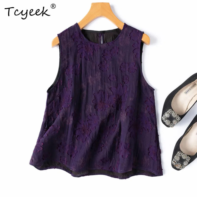 Tcyeek 100% Real Mulberry Silk Tops for Women 2026 Summer Sweet Breathable Purple Sleeveless Tanks Top Female Clothes Ropa Mujer
Tcyeek 100% Real Mulberry Silk Tops for Women 2026 Summer Sweet Breathable Purple Sleeveless Tanks Top Female Clothes Ropa Mujer