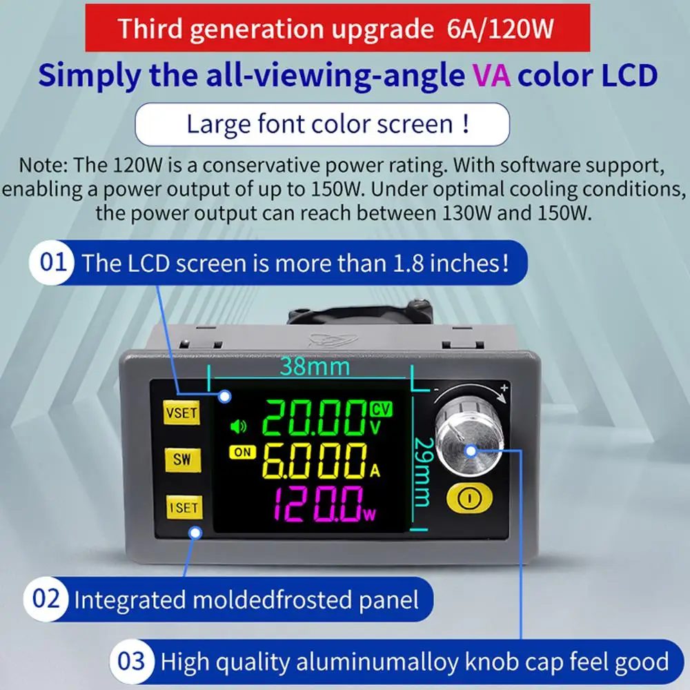 SK120 CNC Преобразователь Buck-Boost 120 Вт, регулируемый лабораторный источник питания постоянного тока, модуль для зарядки от солнечных батарей с постоянным напряжением и током
SK120 CNC Преобразователь Buck-Boost 120 Вт, регулируемый лабораторный источник питания постоянного тока, модуль для зарядки от солнечных батарей с постоянным напряжением и током