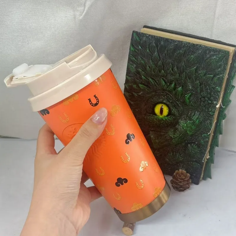 Starbucks Eye-Catching Horseshoe Pattern Tumbler 355ml, Lucky Orange Insulated Cup with Flip Lid for Office & Travel
Starbucks Eye-Catching Horseshoe Pattern Tumbler 355ml, Lucky Orange Insulated Cup with Flip Lid for Office & Travel