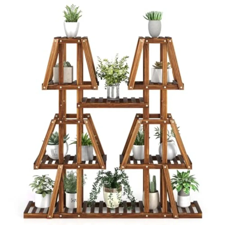 Plant Stand Indoor, 5-Tier Wooden Trapezoid Plant Holder Rack for Multiple Plants, Carbonized Pine Wood, Indoor Outdoor Flowerp
Plant Stand Indoor, 5-Tier Wooden Trapezoid Plant Holder Rack for Multiple Plants, Carbonized Pine Wood, Indoor Outdoor Flowerp