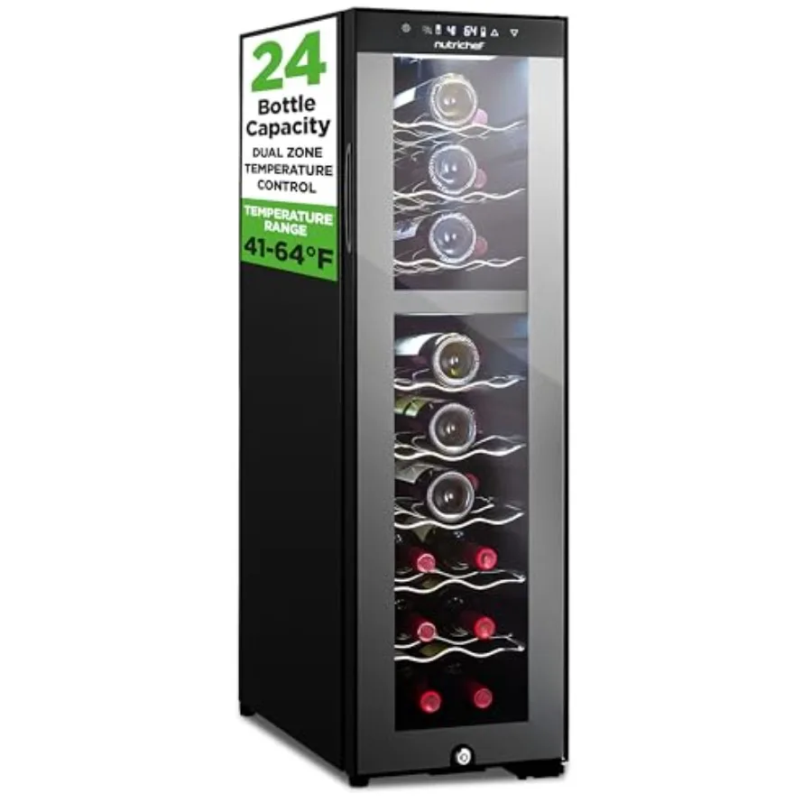 24 Bottle Wine Fridge Dual Zone Wine Chiller with Adjustable Temperature 41F to 64F Ultra Quiet Operation for Home Office Free
24 Bottle Wine Fridge Dual Zone Wine Chiller with Adjustable Temperature 41F to 64F Ultra Quiet Operation for Home Office Free