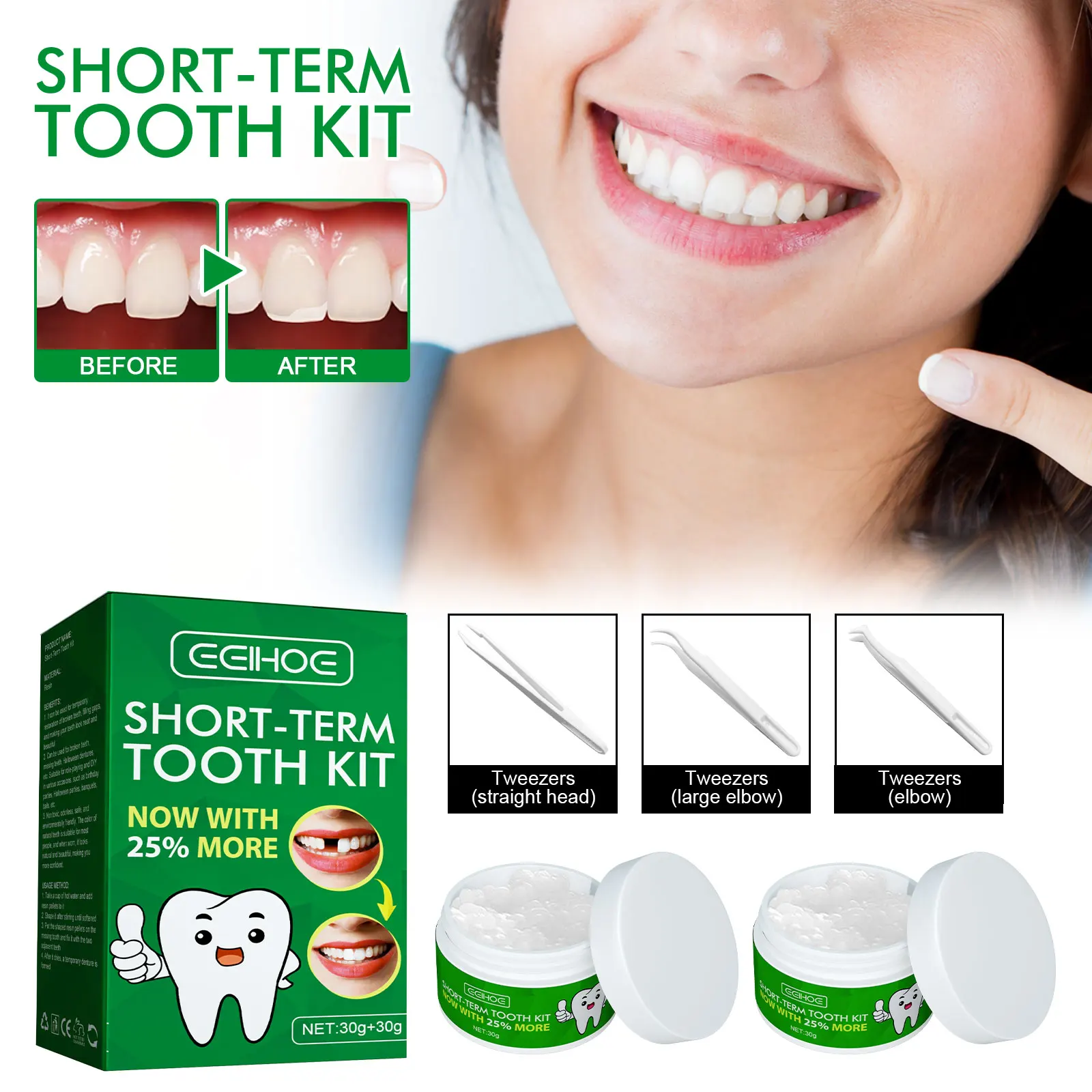 Temporary Tooth Kit, Moldable Dental Gel for Film & Ball Cosplay, Temporary Teeth Repair & Natural Dental Gap Filling
Temporary Tooth Kit, Moldable Dental Gel for Film & Ball Cosplay, Temporary Teeth Repair & Natural Dental Gap Filling