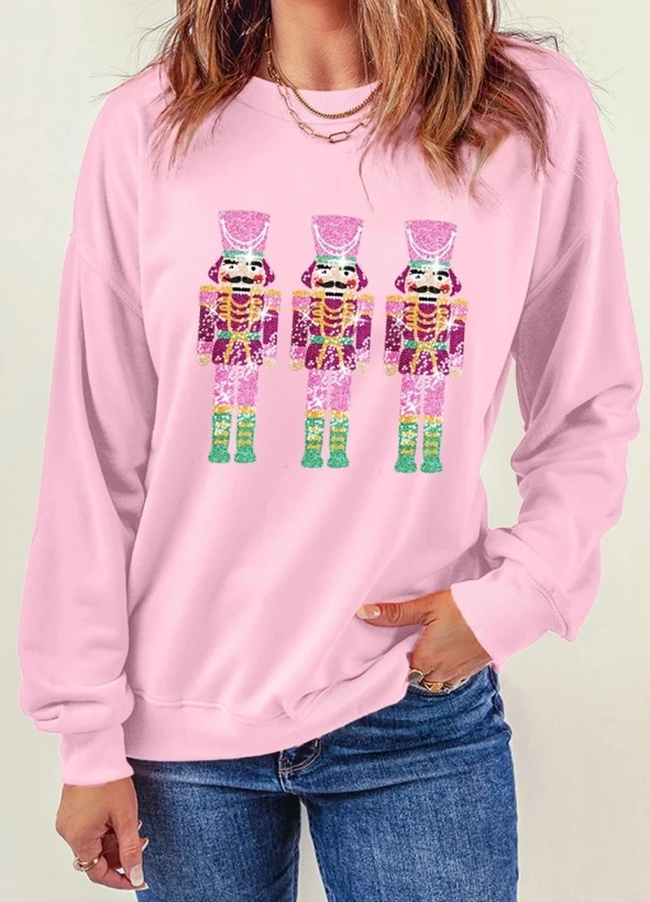 Women Christmas Sweatshirt Sequins Soldier Printgraphic Tee All Match Sequin O-Neck Long Sleeve Loose Pullover Sweatshirt Top
Women Christmas Sweatshirt Sequins Soldier Printgraphic Tee All Match Sequin O-Neck Long Sleeve Loose Pullover Sweatshirt Top