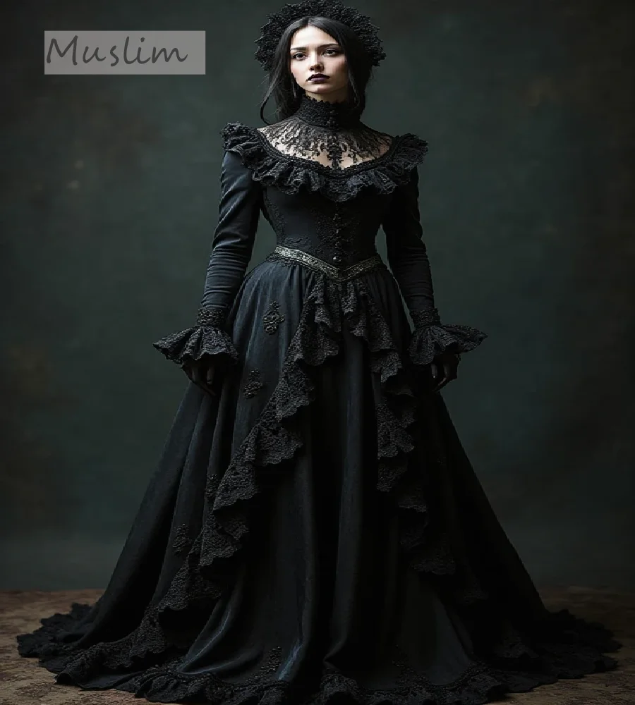 Witchy Gothic Black Wedding Dress Elegant Lace Victorian Medieval Bride Dress 2025 Dark Romance Vampire Bridal DressCustomized
Witchy Gothic Black Wedding Dress Elegant Lace Victorian Medieval Bride Dress 2025 Dark Romance Vampire Bridal DressCustomized