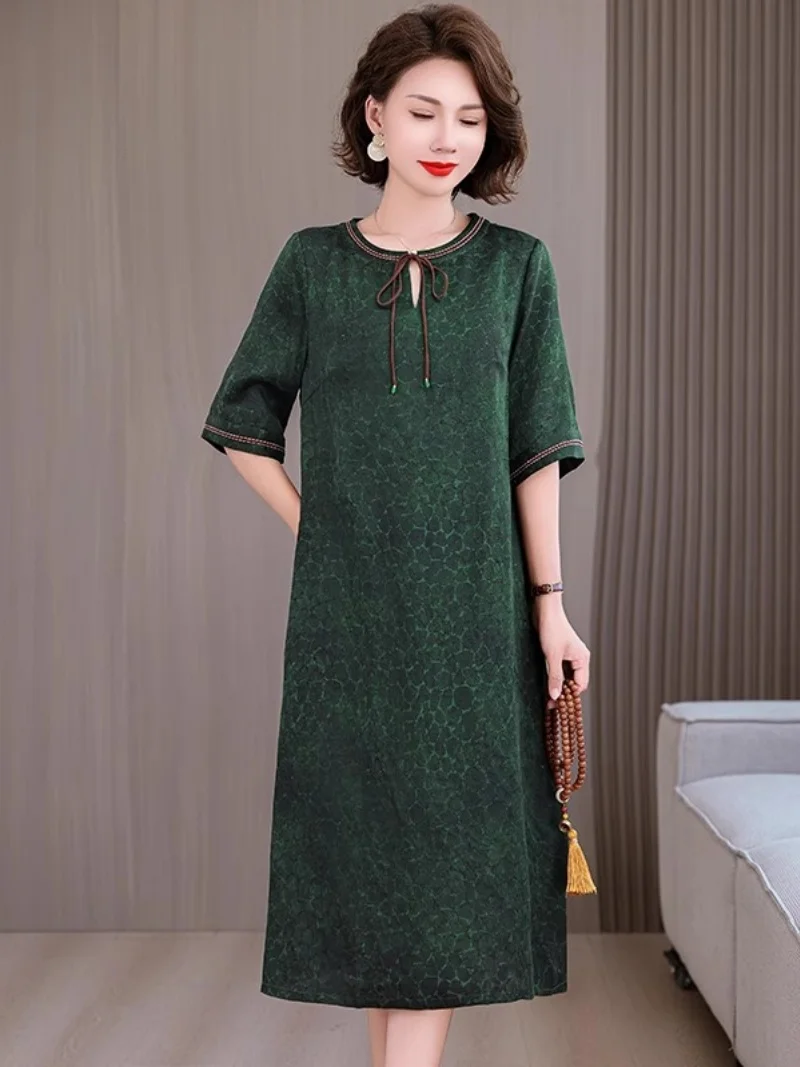 High End Floral Mother's Mulberry Silk Dress Women's Light Luxury Half Sleeve Elegant Vintage Dresses W007
High End Floral Mother's Mulberry Silk Dress Women's Light Luxury Half Sleeve Elegant Vintage Dresses W007