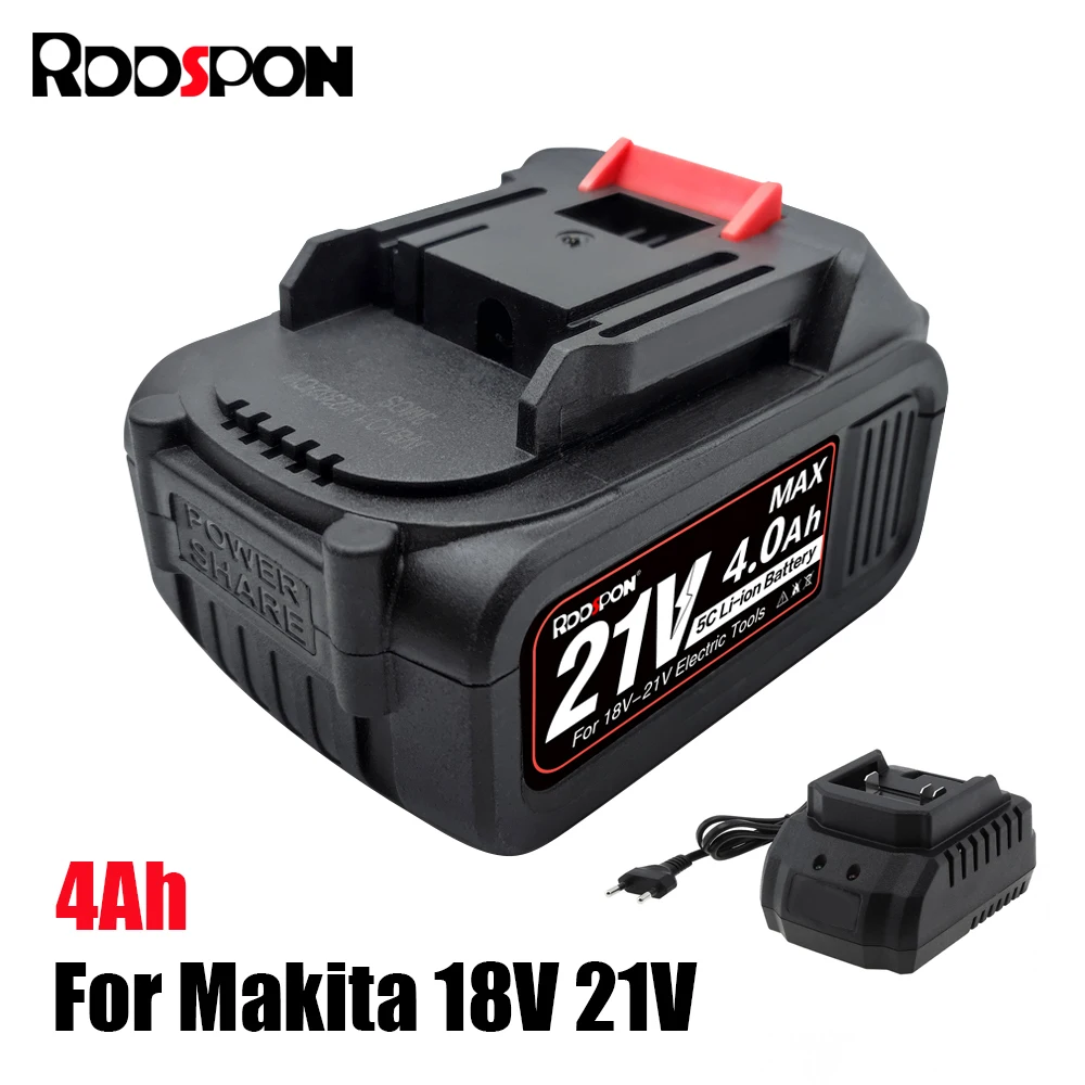 New 21V 4Ah Rechargeable Lithium Ion Battery High Capacity With Charger For Makita 18V Cordless Electric Power Tools Accessories
New 21V 4Ah Rechargeable Lithium Ion Battery High Capacity With Charger For Makita 18V Cordless Electric Power Tools Accessories