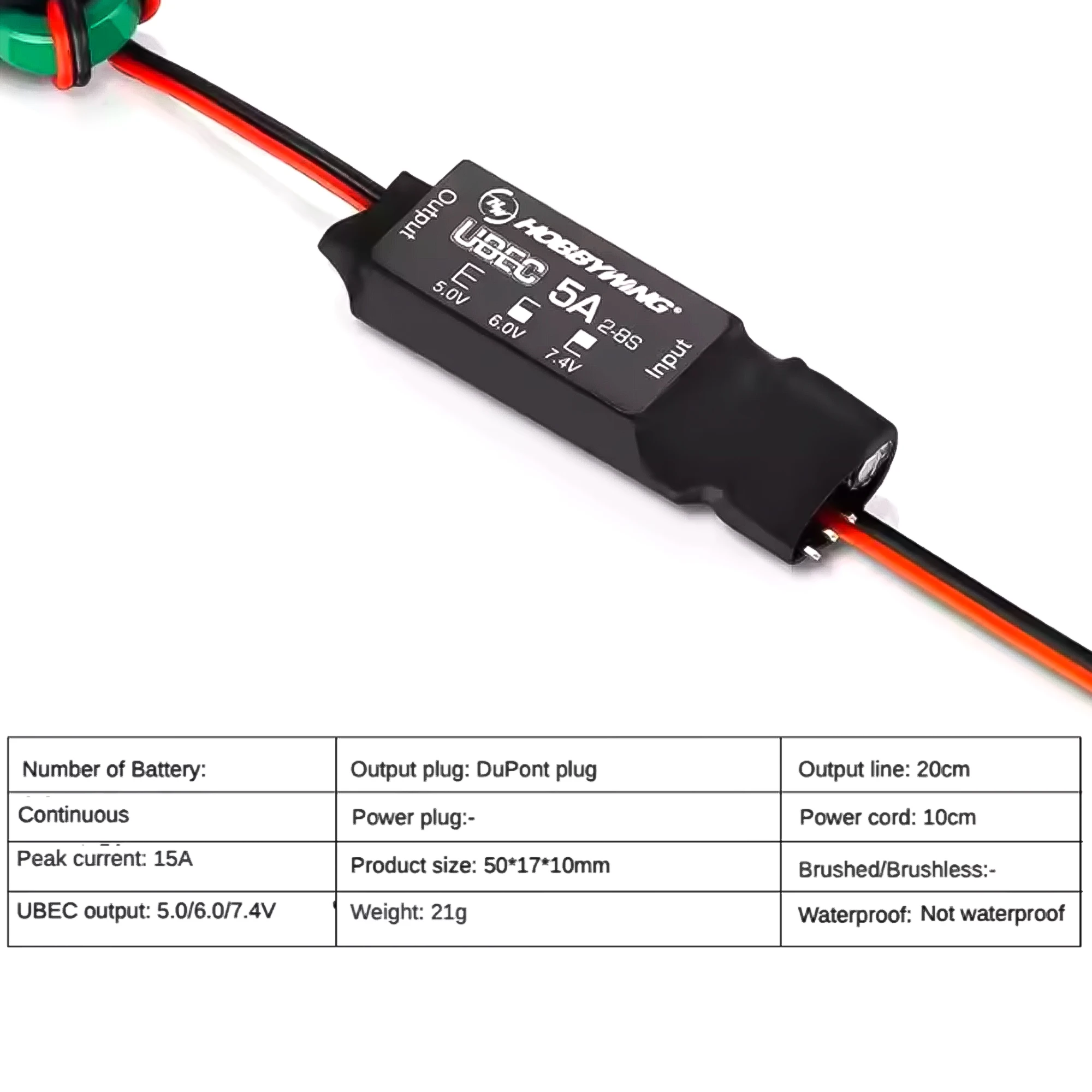 Hobbywing UBEC 5A V2 Air Модуль регулятора высокого напряжения 2-8S 5V 6V 7.4V 5A с регулируемым BEC для краулеров
Hobbywing UBEC 5A V2 Air Модуль регулятора высокого напряжения 2-8S 5V 6V 7.4V 5A с регулируемым BEC для краулеров