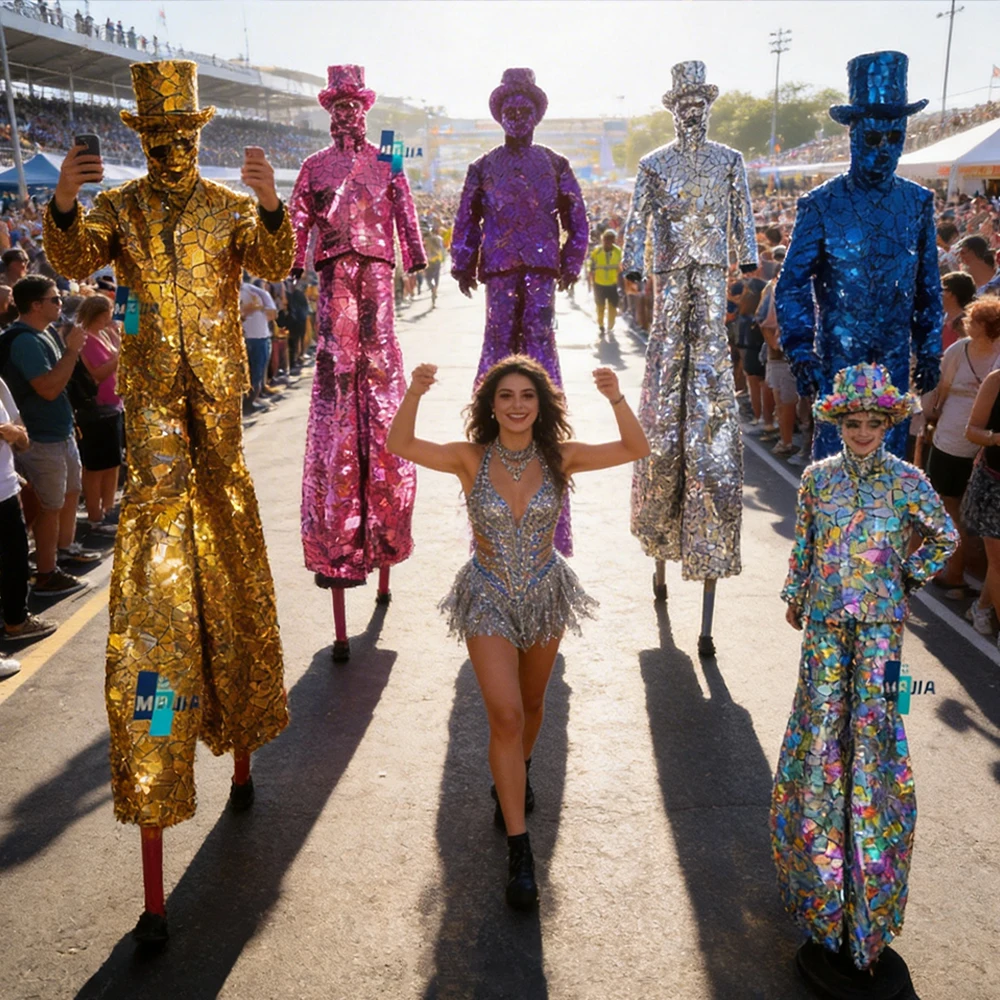 Pink Purple Mirror Fabric Robot Suit Stilts Walker Costume for Stage Show DJ Dancing Kryoman Giant Robot Clothing
Pink Purple Mirror Fabric Robot Suit Stilts Walker Costume for Stage Show DJ Dancing Kryoman Giant Robot Clothing