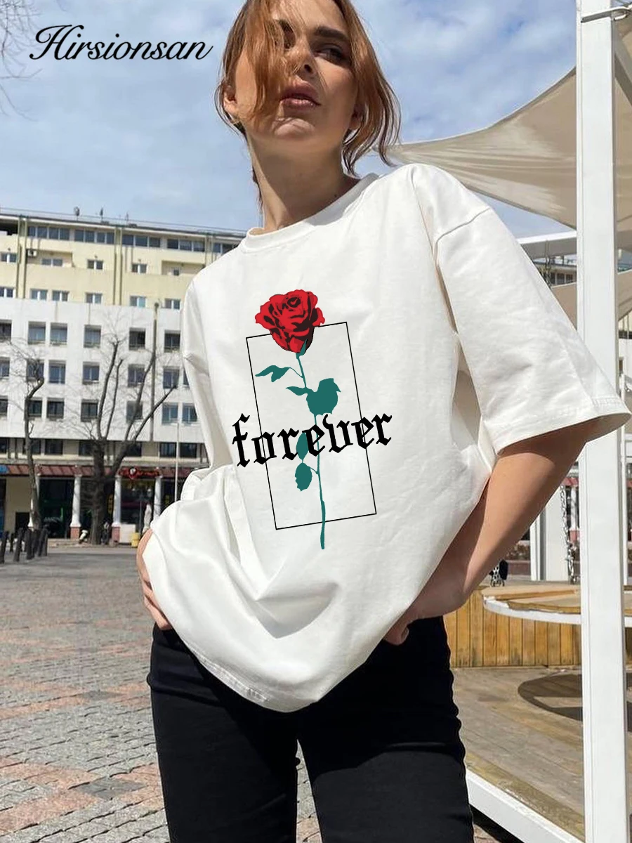 Hirsionsan Rose Graphic Printed T Shirt Women Summer Cotton Soft Short Sleeve Casual Tee Female Oversized Higt Street Tops 2025
Hirsionsan Rose Graphic Printed T Shirt Women Summer Cotton Soft Short Sleeve Casual Tee Female Oversized Higt Street Tops 2025