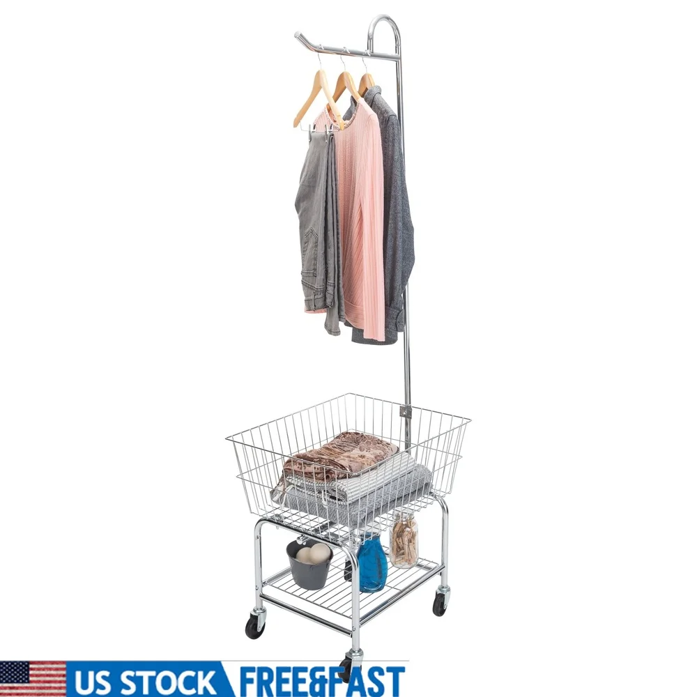 Deluxe Laundry Sorter with Rolling Casters Large Basket Hanging Pole Storage Shelf Durable Steel Tubular Design Laundry Room
Deluxe Laundry Sorter with Rolling Casters Large Basket Hanging Pole Storage Shelf Durable Steel Tubular Design Laundry Room