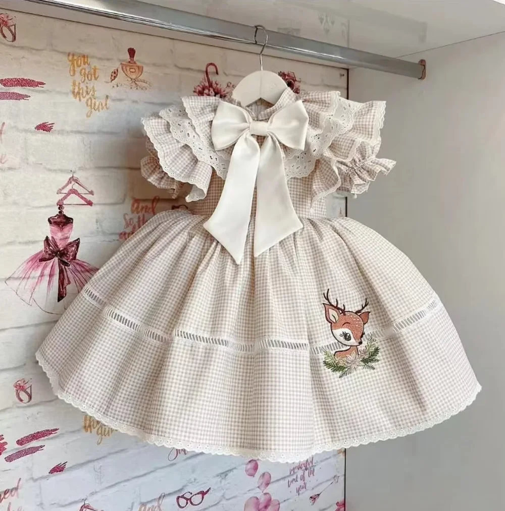 Baby Girl SummerBeige Plaid Deer Embroidery Turkish Vintage Ball Gown Princess Dress for Easter Eid Birthday Party
Baby Girl SummerBeige Plaid Deer Embroidery Turkish Vintage Ball Gown Princess Dress for Easter Eid Birthday Party