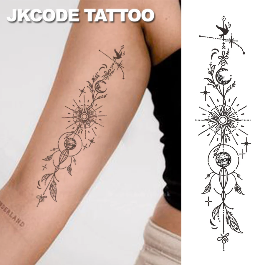 Herbal Tattoo Stickers Mehndi Design Forest Tree of Life Theme Tattoo - Cosmic Tree of Life - Sun Moon Stars Plant Pattern Tattoo - Floral Sentences Elegant Style Cute Tattoo Fashion Girl Accessories Women's Foot Hand Neck Shoulder Collarbone Tattoo Long-
Herbal Tattoo Stickers Mehndi Design Forest Tree of Life Theme Tattoo - Cosmic Tree of Life - Sun Moon Stars Plant Pattern Tattoo - Floral Sentences Elegant Style Cute Tattoo Fashion Girl Accessories Women's Foot Hand Neck Shoulder Collarbone Tattoo Long-