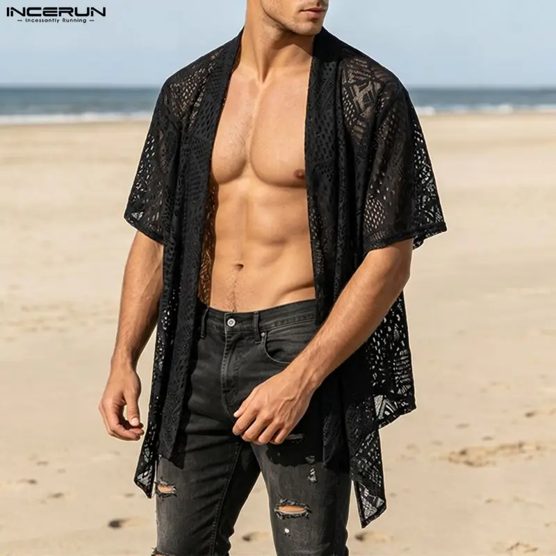 INCERUN Men's Shirt Lace See Through Open Stitch Short Sleeve Cardigan For Man Streetwear 2026 Fashion Casual Tops Men Clothes
INCERUN Men's Shirt Lace See Through Open Stitch Short Sleeve Cardigan For Man Streetwear 2026 Fashion Casual Tops Men Clothes