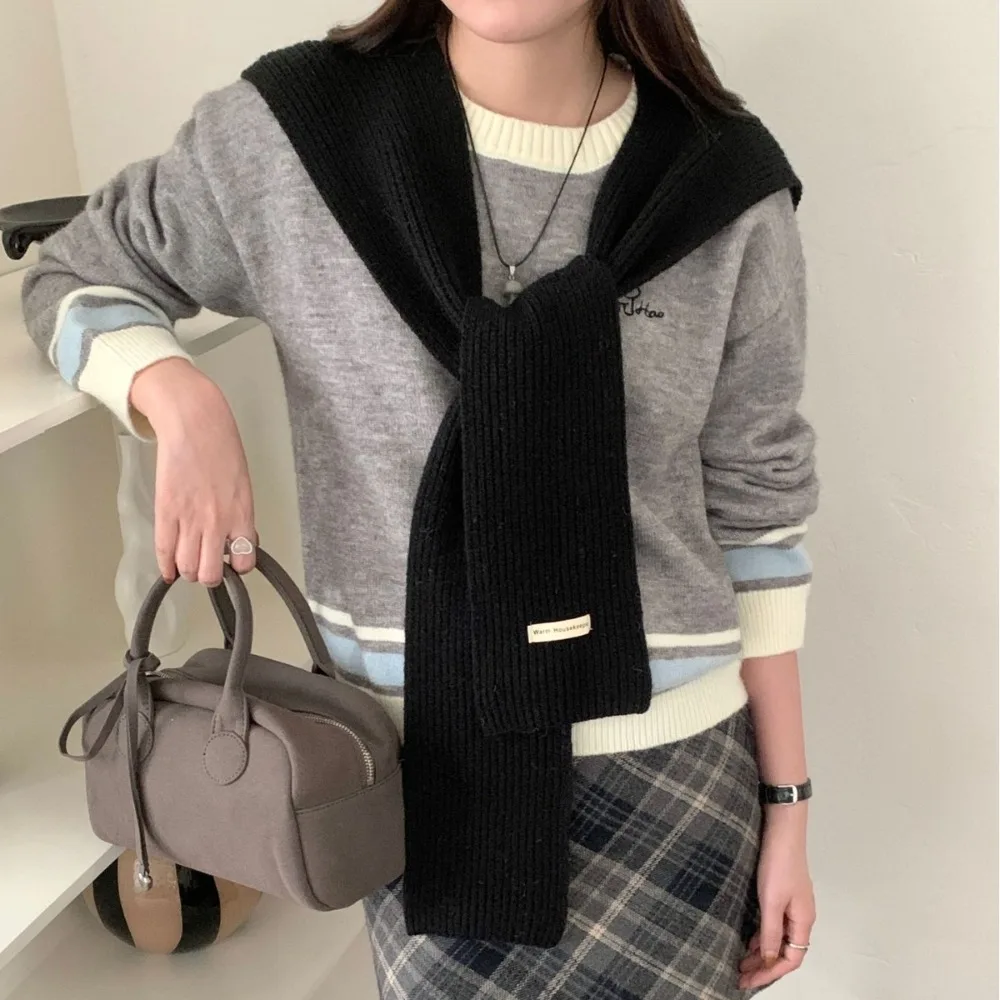 Knotted Knitted Shawl Solid Color Scarf Neck Guard Scarve Korean Style Cape False Collar Shoulder Wrap Clothes Decoration
Knotted Knitted Shawl Solid Color Scarf Neck Guard Scarve Korean Style Cape False Collar Shoulder Wrap Clothes Decoration