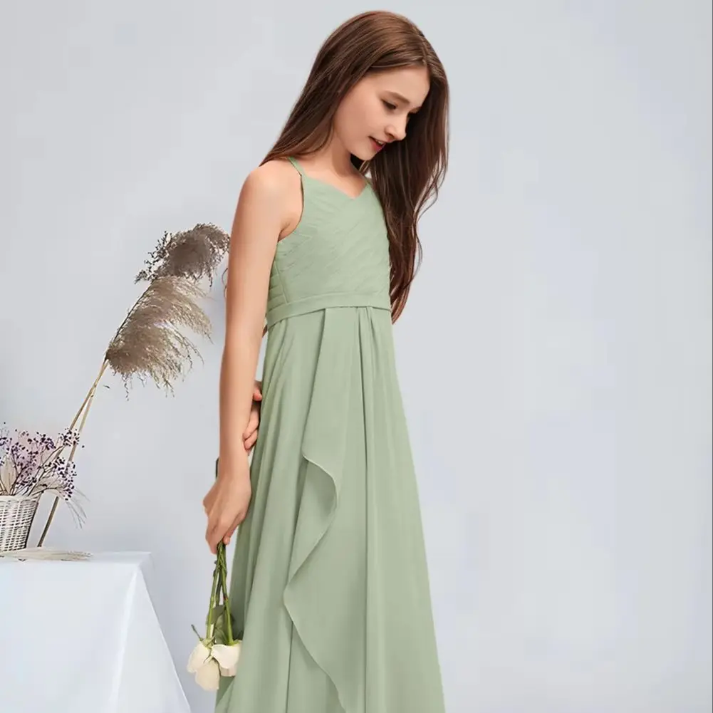 VW A-line V-Neck Floor-Length Chiffon Junior Bridesmaid Dress With Cascading Ruffles Celadon Flower Girl Dress for Wedding Teens
VW A-line V-Neck Floor-Length Chiffon Junior Bridesmaid Dress With Cascading Ruffles Celadon Flower Girl Dress for Wedding Teens