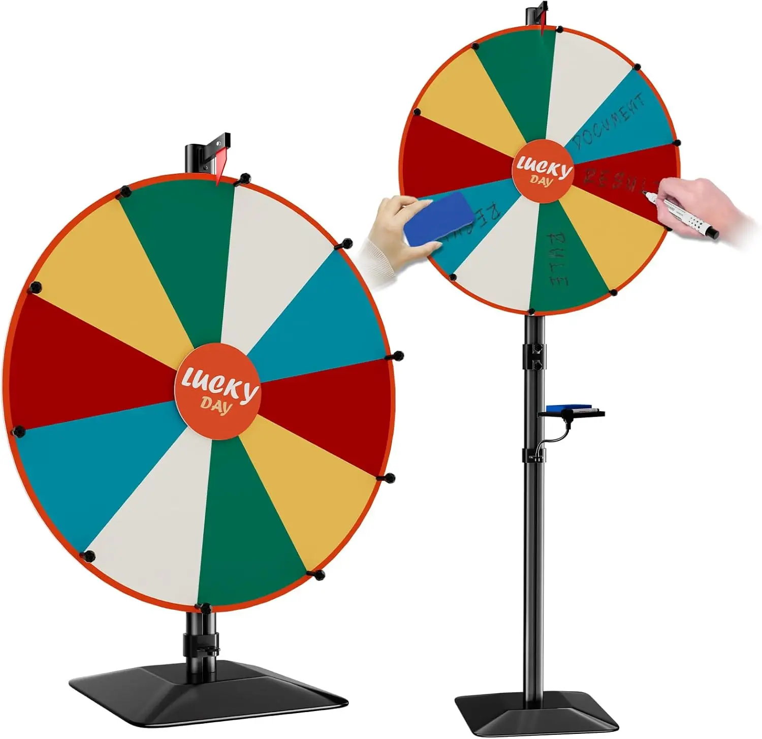 Heavy Duty Prize Wheel, 24 Inch Adjustable Tabletop & Floor Stand, 10 Slots with Dry Erase Kit for Events
Heavy Duty Prize Wheel, 24 Inch Adjustable Tabletop & Floor Stand, 10 Slots with Dry Erase Kit for Events
