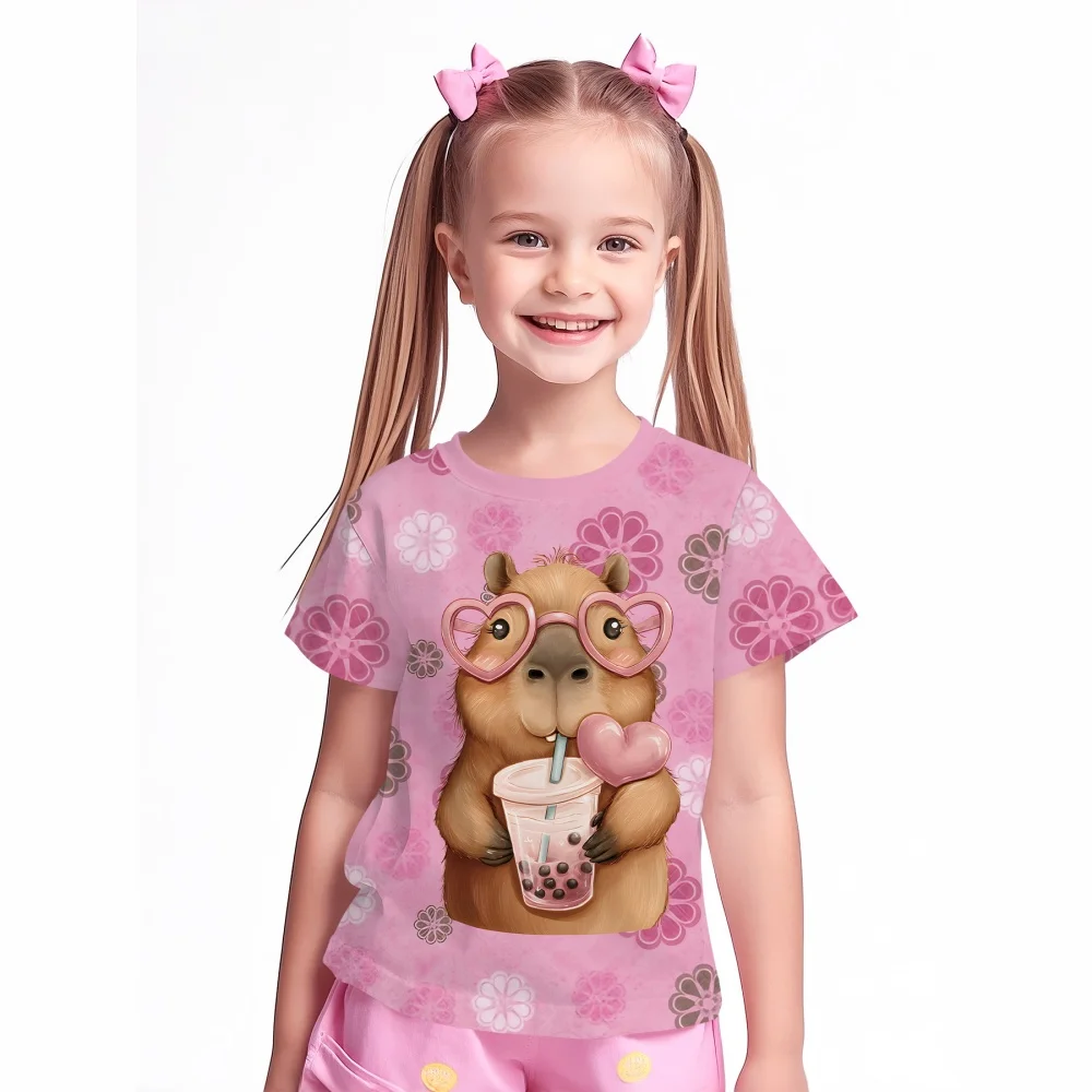 2026 Children's Clothing Cute Capibala Print Comfortable O-Neck T-Shirt Outdoor Fashion Short Sleeve Children Clothes Girl Tops
2026 Children's Clothing Cute Capibala Print Comfortable O-Neck T-Shirt Outdoor Fashion Short Sleeve Children Clothes Girl Tops