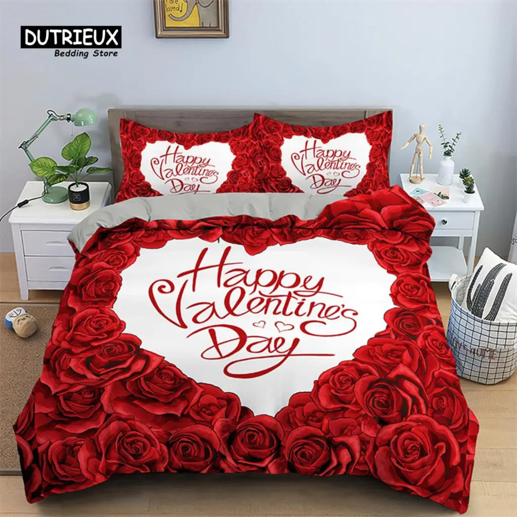 Red Rose Floral Duvet Cover Love Heart Bedding Set Microfiber Romantic Quilt Cover Queen King For Couple Wedding Valentine Decor
Red Rose Floral Duvet Cover Love Heart Bedding Set Microfiber Romantic Quilt Cover Queen King For Couple Wedding Valentine Decor
