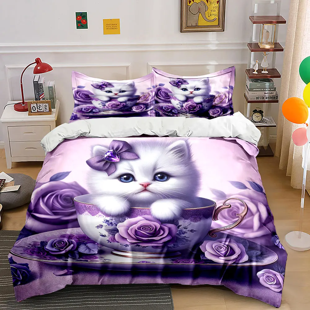 Kitten in Floral Teacup Bedding Set for Kids Luxury Gift 3pcs Digital Print Comforter Set Soft Comfortable Breathable
Kitten in Floral Teacup Bedding Set for Kids Luxury Gift 3pcs Digital Print Comforter Set Soft Comfortable Breathable