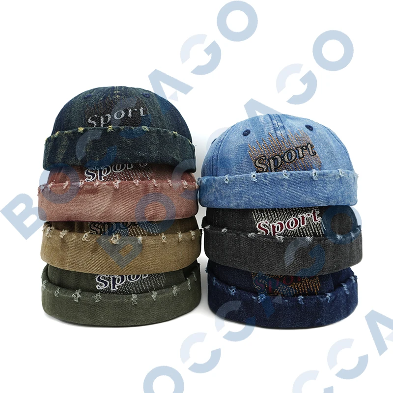 Denim Letter Embroidery Docker Cap Distressed Ripped Design Brimless Caps Without Visor Adjustable Hat For Unisex Outdoor Travel
Denim Letter Embroidery Docker Cap Distressed Ripped Design Brimless Caps Without Visor Adjustable Hat For Unisex Outdoor Travel