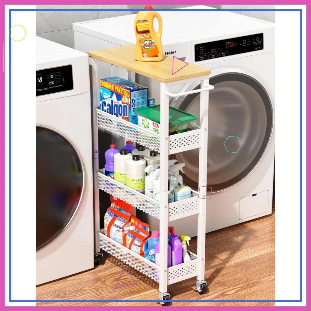 4-уровневая тонкая тележка на колесиках с деревянной столешницей, узкий органайзер для хранения вещей для кухни, ванной комнаты, прачечной
4-уровневая тонкая тележка на колесиках с деревянной столешницей, узкий органайзер для хранения вещей для кухни, ванной комнаты, прачечной