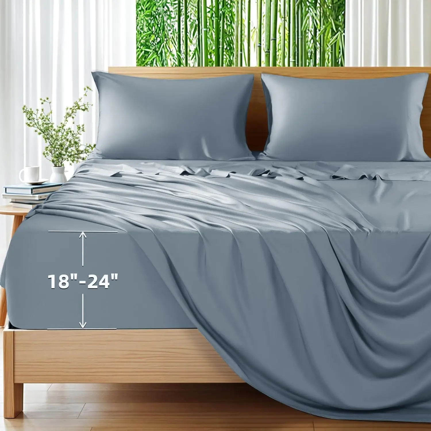 100% Bamboo Viscose Sheets, Cooling & Breathable, Deep Pocket Fits 18-24" Mattress, King Size French Blue Bedding Set
100% Bamboo Viscose Sheets, Cooling & Breathable, Deep Pocket Fits 18-24" Mattress, King Size French Blue Bedding Set