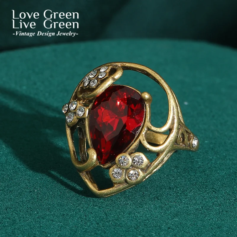 Vintage Jewelry Red Crystal Rings Stone For Women Black Rhinestones Luxury Designer Antique Accessories St Valentine Day Gift
Vintage Jewelry Red Crystal Rings Stone For Women Black Rhinestones Luxury Designer Antique Accessories St Valentine Day Gift