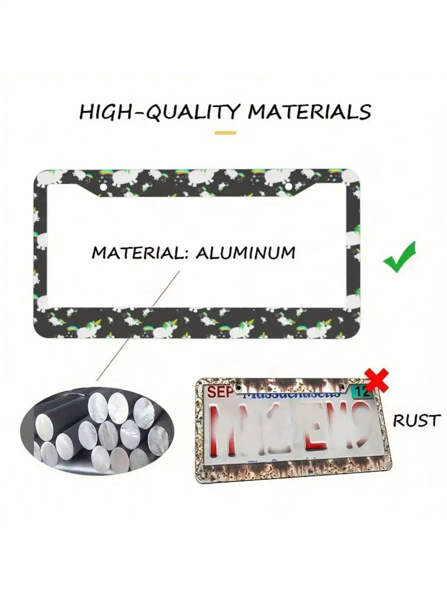 Aluminum License Plate Frame With Rainbow Pony Design Durable Car Accessory For US Vehicles
Aluminum License Plate Frame With Rainbow Pony Design Durable Car Accessory For US Vehicles