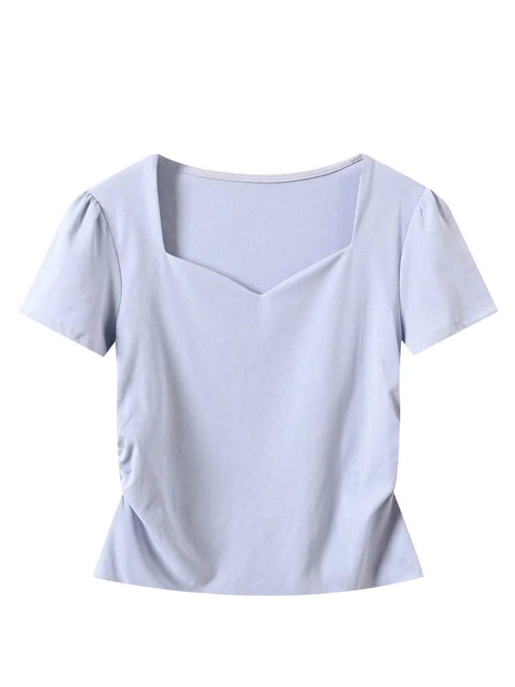 Summer New plus Size Women's T-shirt Short Sleeve Square Collar Base Shirt Casual Versatile Bubble Sleeve Polyester Fiber
Summer New plus Size Women's T-shirt Short Sleeve Square Collar Base Shirt Casual Versatile Bubble Sleeve Polyester Fiber