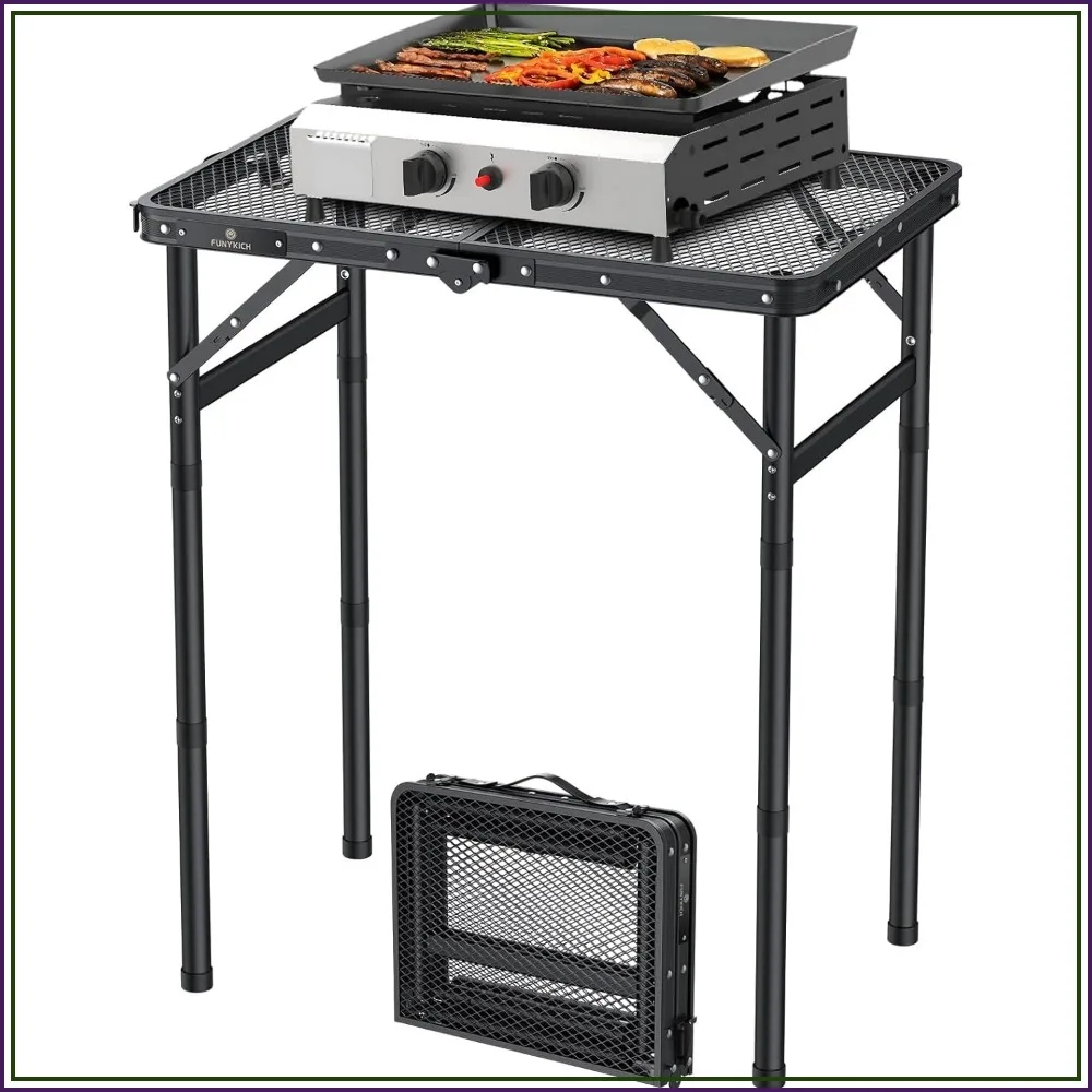 3-Height Adjustable Folding Camping Table, Portable Aluminum for BBQ Picnic, 23x16 inch
3-Height Adjustable Folding Camping Table, Portable Aluminum for BBQ Picnic, 23x16 inch