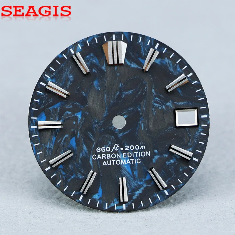 SEAGIS 28.5MM NH35 Dial Carbon Fiber Dial Blue / Red /Green pattern NH35 Movement No Logo Watch Face
SEAGIS 28.5MM NH35 Dial Carbon Fiber Dial Blue / Red /Green pattern NH35 Movement No Logo Watch Face