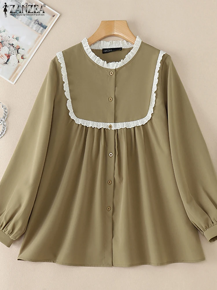 ZANZEA 2025 Spring Elegant Long Lantern Sleeve Work Blouses Casual Women Shirt Solid Buttons Up Tunic Tops Lace Patchwork Blusas
ZANZEA 2025 Spring Elegant Long Lantern Sleeve Work Blouses Casual Women Shirt Solid Buttons Up Tunic Tops Lace Patchwork Blusas
