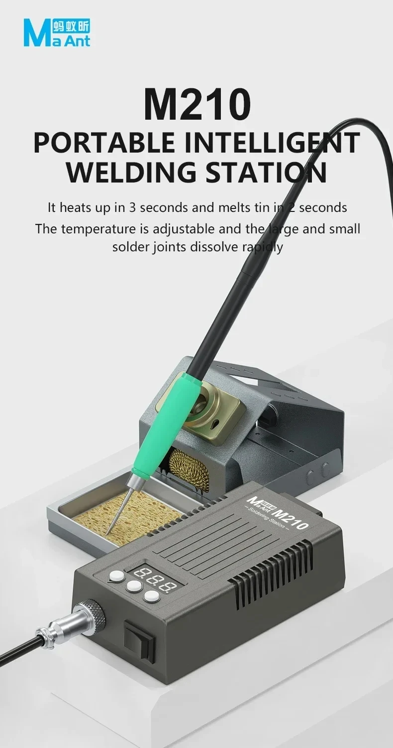 MaAnt M210 Solder Station 75W Digital Display Constant Temperature Adjustable 2S Melting Tin for Precision Welding Repair Tools
MaAnt M210 Solder Station 75W Digital Display Constant Temperature Adjustable 2S Melting Tin for Precision Welding Repair Tools