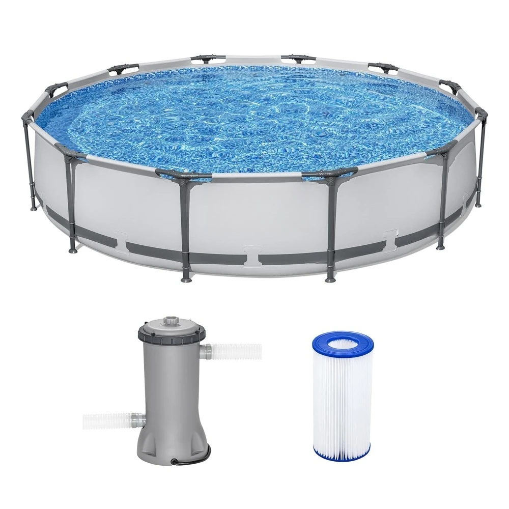 12' x 30" Above Ground Pool, Round Metal Frame Outdoor Swimming Pool Set with Filter Pump & Type III, Customized
12' x 30" Above Ground Pool, Round Metal Frame Outdoor Swimming Pool Set with Filter Pump & Type III, Customized