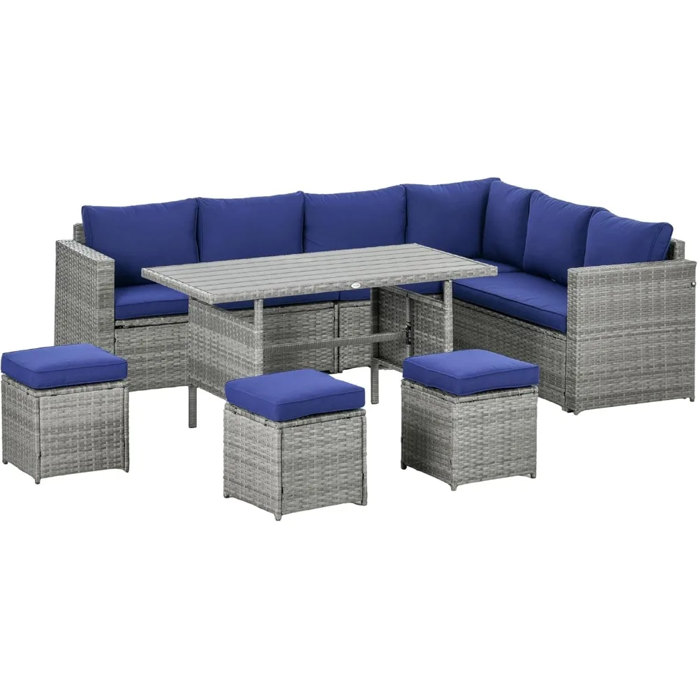 Wicker Outdoor Patio Furniture Set, L-Shaped 7 Piece Outdoor Dining Sectional Sofa with Dining Table and Chair, Storage Lovesea
Wicker Outdoor Patio Furniture Set, L-Shaped 7 Piece Outdoor Dining Sectional Sofa with Dining Table and Chair, Storage Lovesea