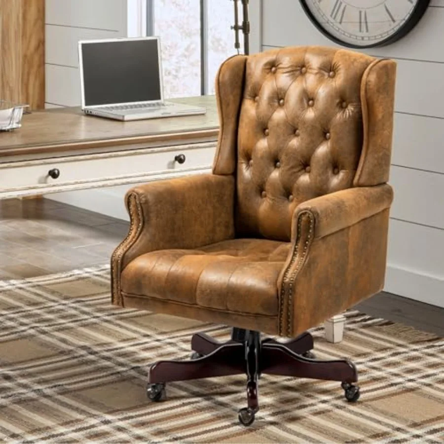 Executive Desk Chair with Nail Head Trim and Tufted Back, Leather Wingback Home Office Chair, High Back Computer Chair for Home
Executive Desk Chair with Nail Head Trim and Tufted Back, Leather Wingback Home Office Chair, High Back Computer Chair for Home