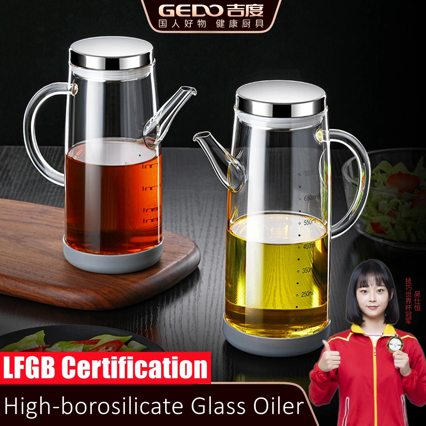 LFGB Certification High-borosilicate Glass Kitchen Oil Kettle Cold & Heat Resistant Oiler Well Sealed Drip-free Condiment Bottle
LFGB Certification High-borosilicate Glass Kitchen Oil Kettle Cold & Heat Resistant Oiler Well Sealed Drip-free Condiment Bottle