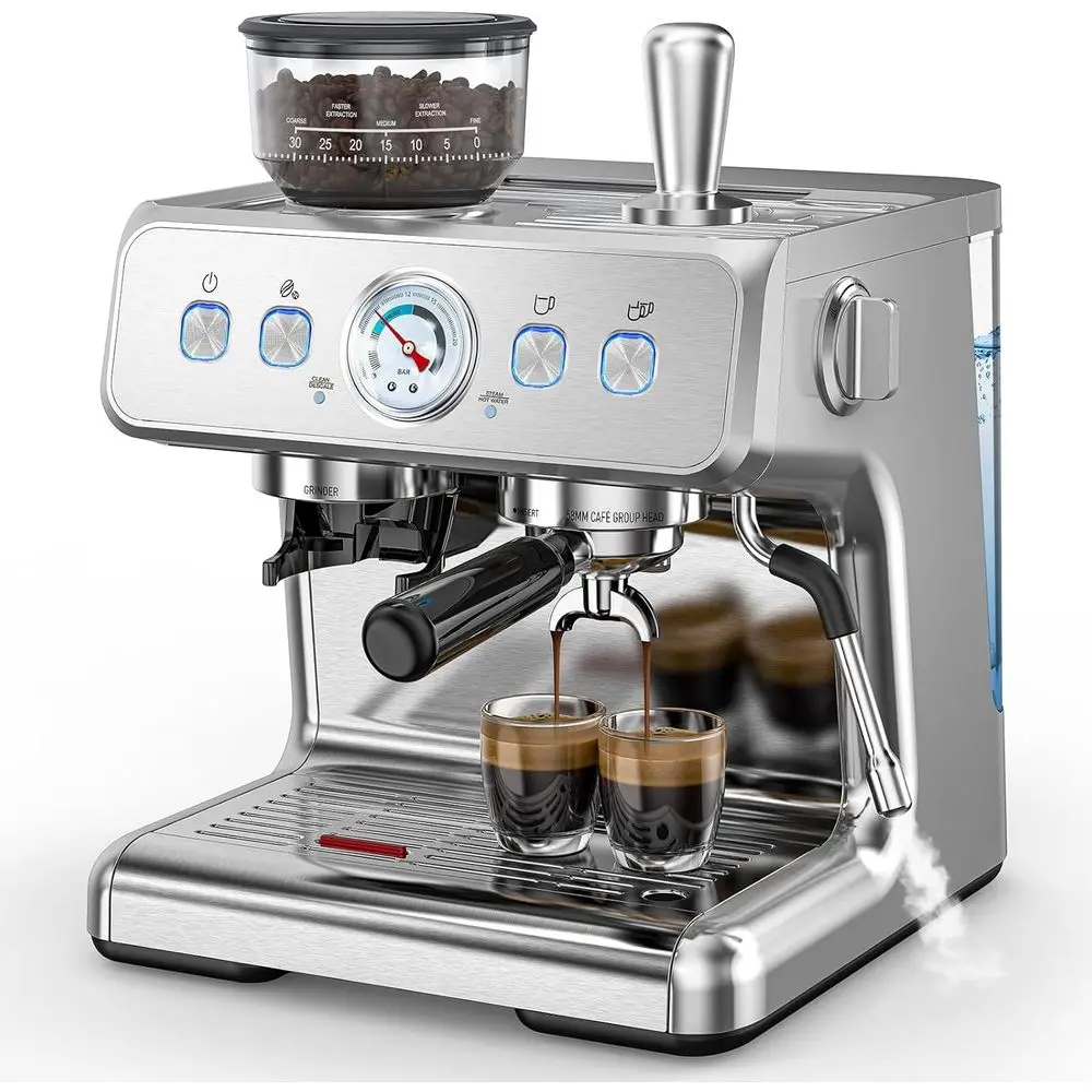 20 Bar hine with Grinder & Milk rother Steam Wand, 58mm Expro Coee hines, Commercial Stainlee Maker or puccino and Latte, Perect
20 Bar hine with Grinder & Milk rother Steam Wand, 58mm Expro Coee hines, Commercial Stainlee Maker or puccino and Latte, Perect
