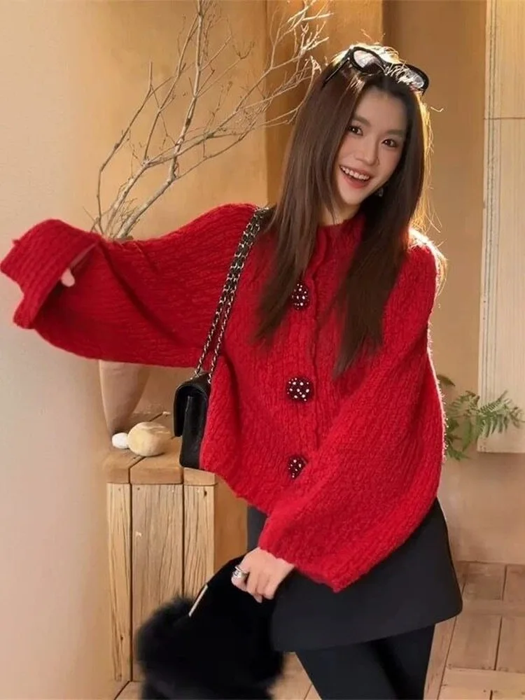 Cisas Red Knitted Open Cardigan Sweater Women's Autumn Winter Loose Long Sve Top Faionable Casual Versatile Warmth
Cisas Red Knitted Open Cardigan Sweater Women's Autumn Winter Loose Long Sve Top Faionable Casual Versatile Warmth