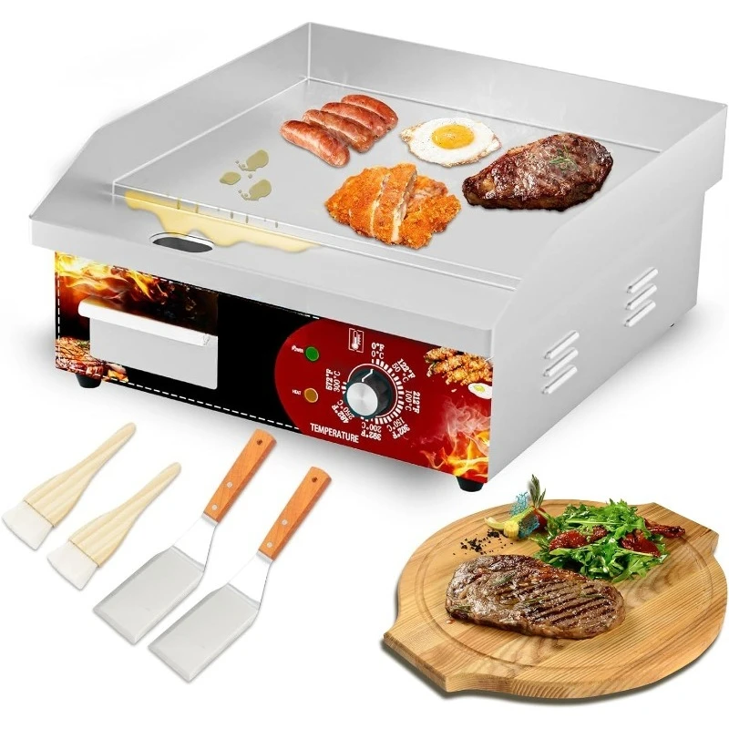 110V Commercial Electric Griddle 14",1600W Countertop Flat Top Grill,Non-Stick Stainless Steel Teppanyaki Griddle, 122-572℉ Adju
110V Commercial Electric Griddle 14",1600W Countertop Flat Top Grill,Non-Stick Stainless Steel Teppanyaki Griddle, 122-572℉ Adju