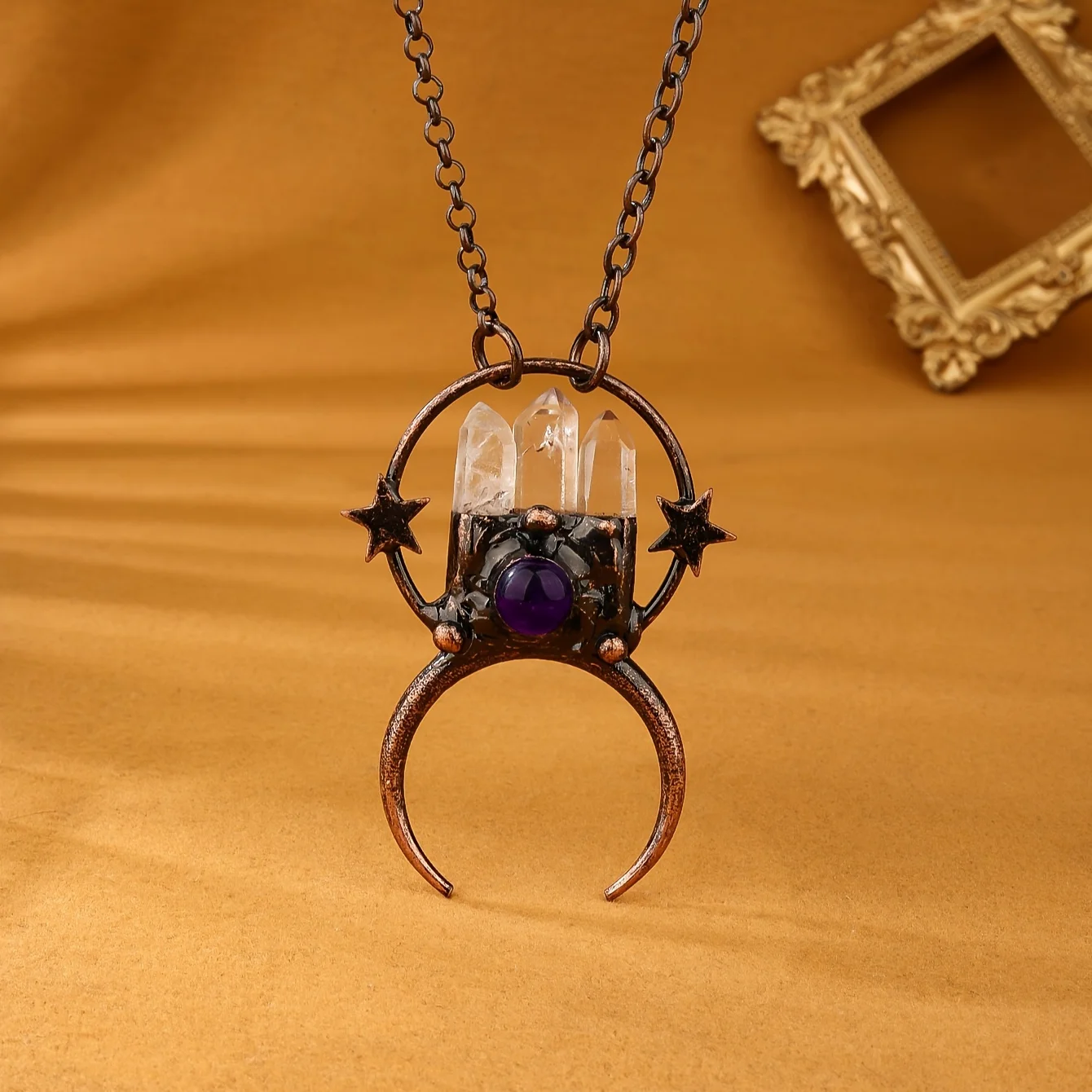 YEEVAA Vintage Style Star Moon Element Natural Amethyst White Crystal Hexagonal Column Pendant Necklace For Women Party Gift
YEEVAA Vintage Style Star Moon Element Natural Amethyst White Crystal Hexagonal Column Pendant Necklace For Women Party Gift