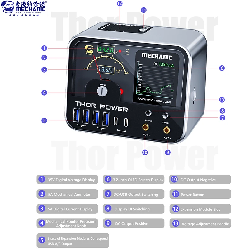 MECHANIC Thor Power Expansion Interface Intelligent IoT Regulated Convenient Power Supply Booting Test Phone Motherboard Repair
MECHANIC Thor Power Expansion Interface Intelligent IoT Regulated Convenient Power Supply Booting Test Phone Motherboard Repair