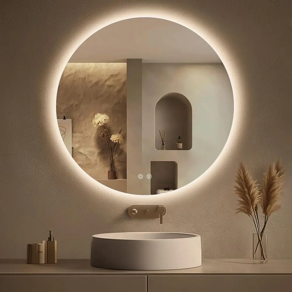 30 Inch Round Backlit Bathroom Mirror with Lights, Circle LED Mirror or Bathroom, ogl, SteplDimmable, 3 Color Changing, Memory,
30 Inch Round Backlit Bathroom Mirror with Lights, Circle LED Mirror or Bathroom, ogl, SteplDimmable, 3 Color Changing, Memory,