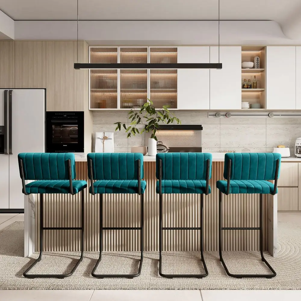 30 Inch Seat Height Teal Bar Stools Set of 4, MidCentury Modern Cantilever Bar Chairs for Counter Kitchen Islands, holstered
30 Inch Seat Height Teal Bar Stools Set of 4, MidCentury Modern Cantilever Bar Chairs for Counter Kitchen Islands, holstered