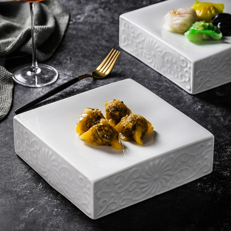 Creative Square Ceramic Dinner Dishes Steak Plates Household Relief Pattern Tableware Dessert Dish Hotel Restaurant Pasta Plates
Creative Square Ceramic Dinner Dishes Steak Plates Household Relief Pattern Tableware Dessert Dish Hotel Restaurant Pasta Plates