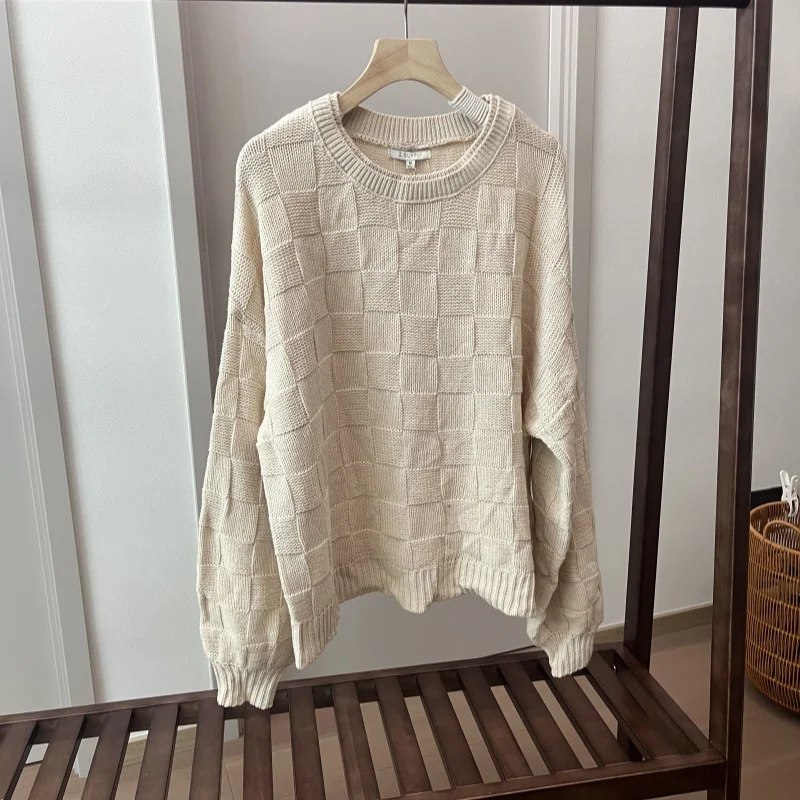 Свободный вязаный свитер с круглым вырезом для женщин, из органического хлопка, в стиле «ленивый шик», на осень-зиму
Свободный вязаный свитер с круглым вырезом для женщин, из органического хлопка, в стиле «ленивый шик», на осень-зиму